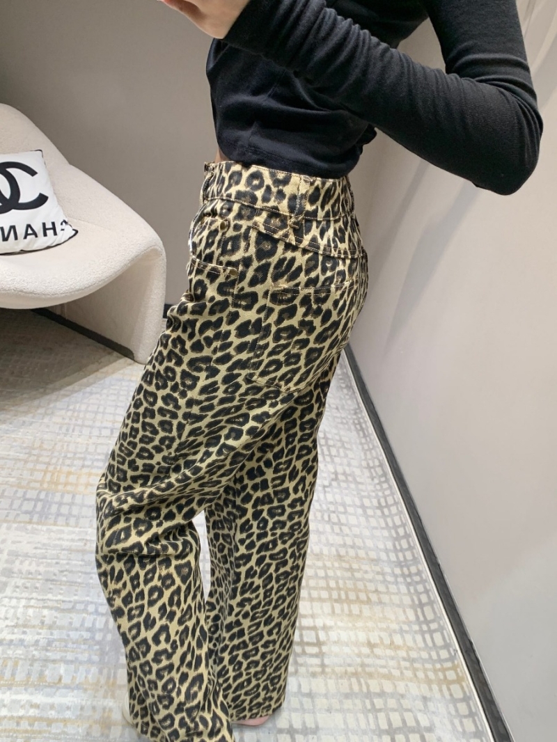 YSL Saint Laurent 24 FW Early Autumn Collection Stylish Leopard Print Straight Pants