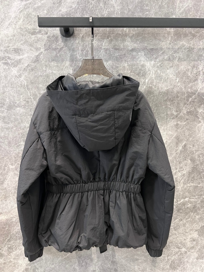 Chanel 24 FW Collection Casual Short Waist-Tie Hooded Parka - Black