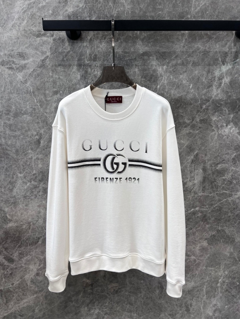 Gucci Fall/Winter Striped Logo Crewneck Sweatshirt – White