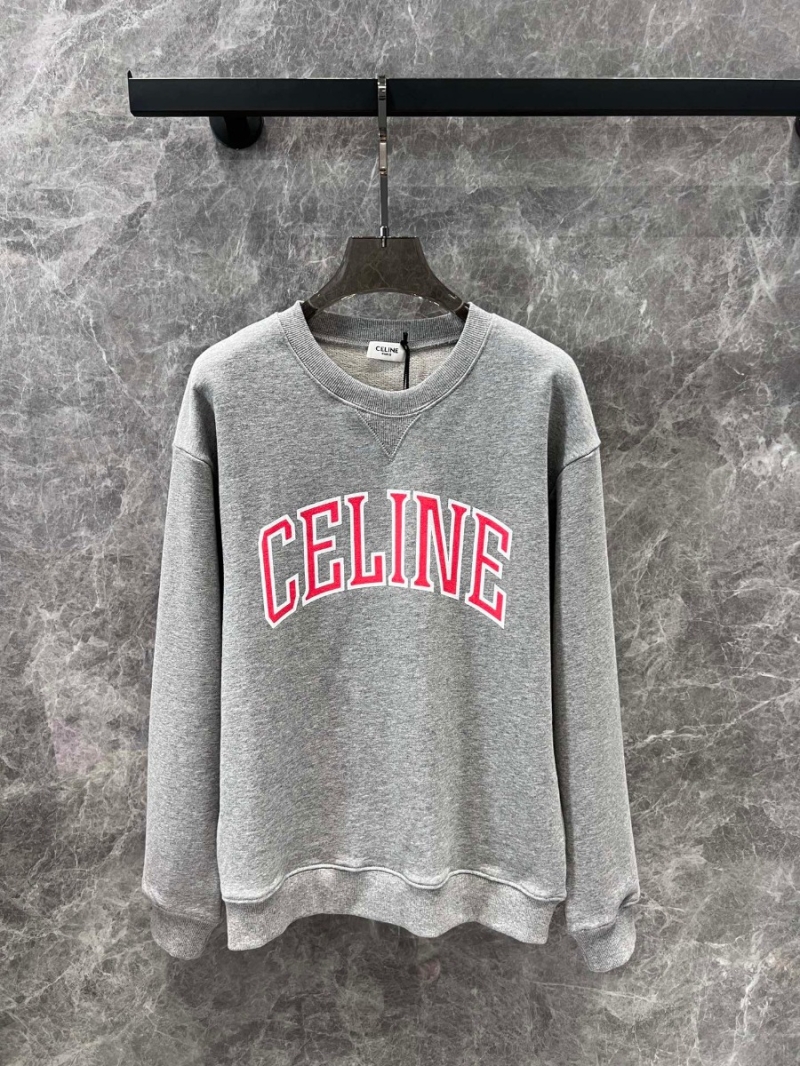 Celine Fall/Winter Logo Print Crewneck Sweatshirt – Gray