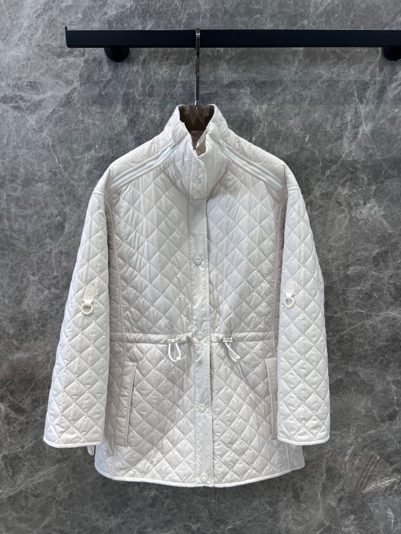 Hermès 24 FW Quilted Diamond Pattern Padded Coat. White