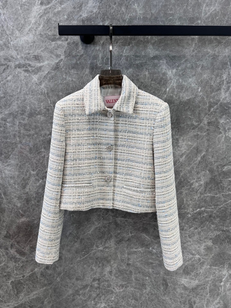 Valentino 24FW Sequin Tweed Short Jacket (Blue/White)