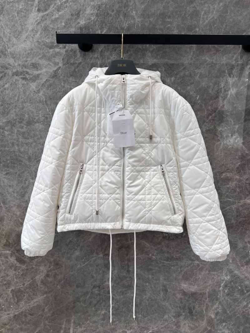 Dior 2024FW Quilted White Hooded Puffer Jacket