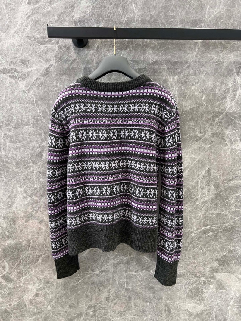 Dior 24 FW Collection Elegant Snowflake Wool Cardigan in Black, White, and Purple