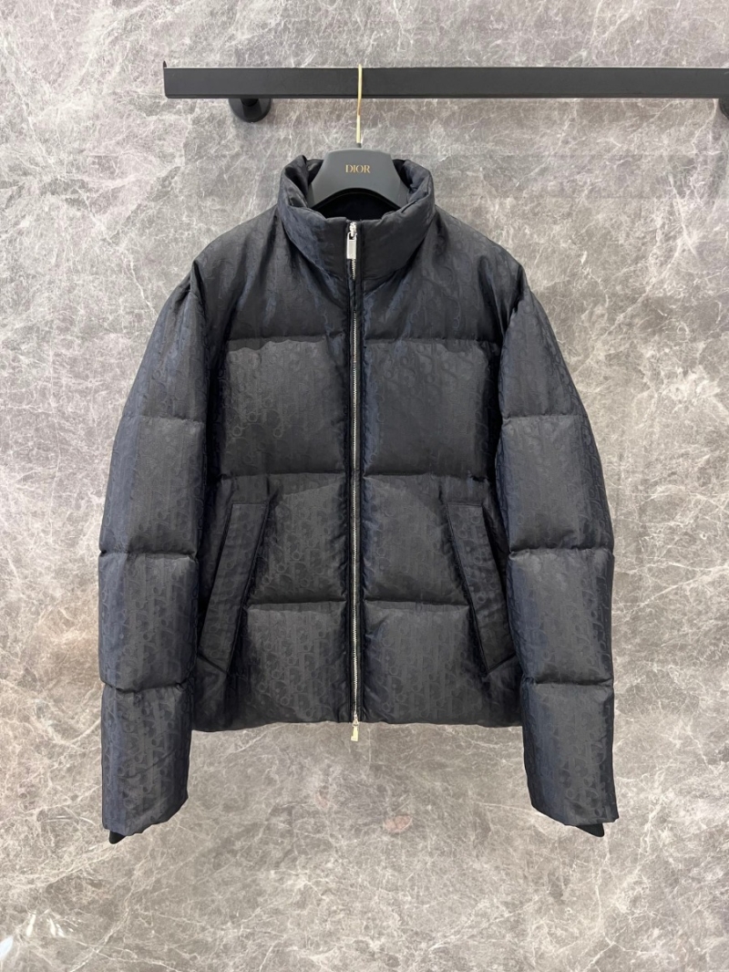 Dior 24 FW Collection Elegant Oblique Pattern Down Jacket in Black