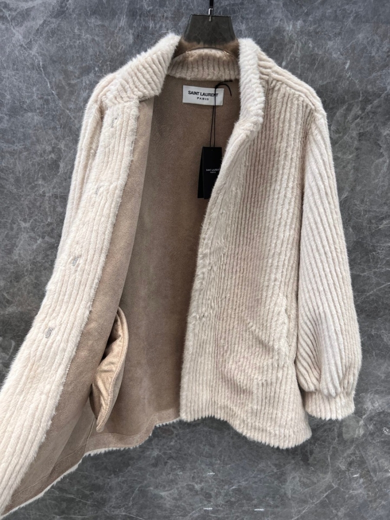 Saint Laurent YSL 24 FW Fall/Winter Capsule Soft Shearling Collar Jacket
