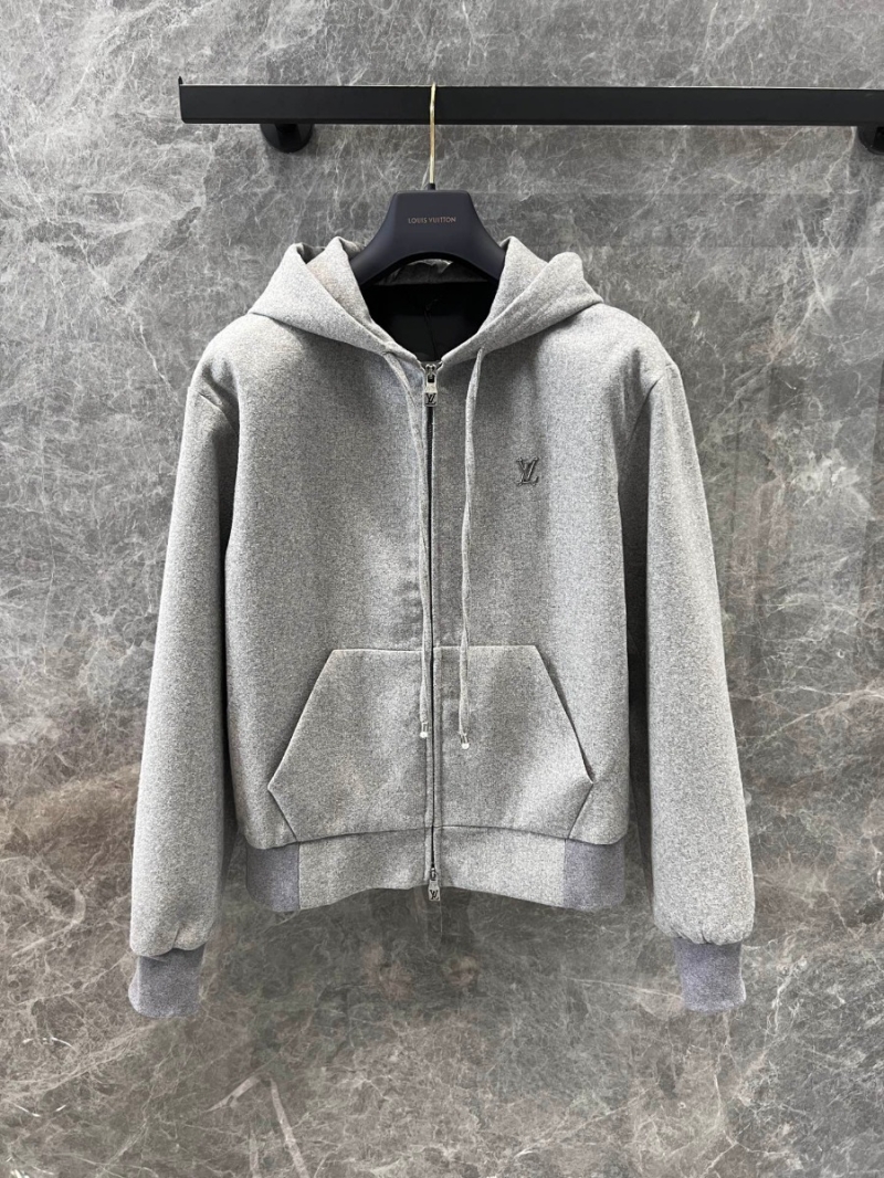 Louis Vuitton LV FW24 Grey Wool Zip-Up Hoodie