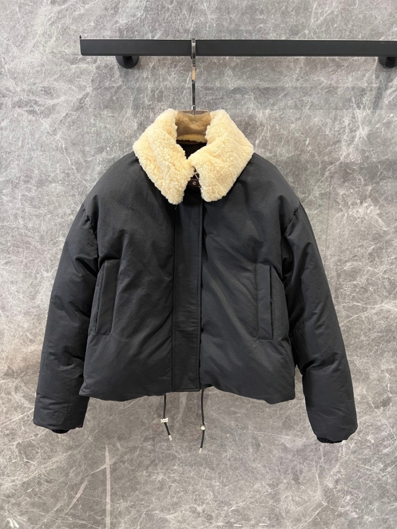 Loewe FW24 Shearling-Collar Oversized Jacket - Black