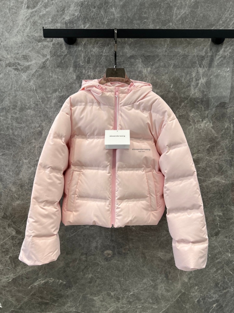 Alexander Wang AW24 Cropped Logo Puffer Jacket - Pink
