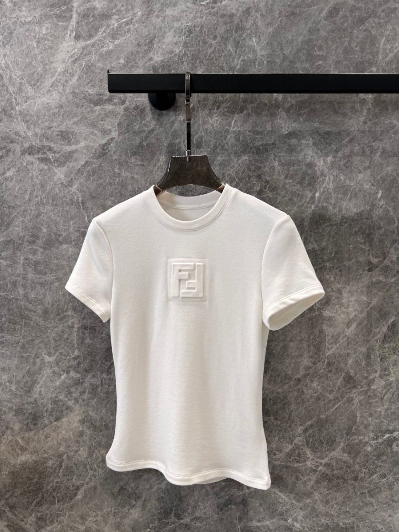 Fendi 25SS Early Spring Stylish T-shirt Round Neck White