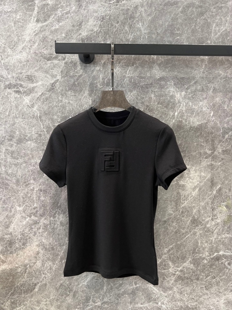 Fendi 25SS Early Spring Stylish T-shirt Round Neck Black