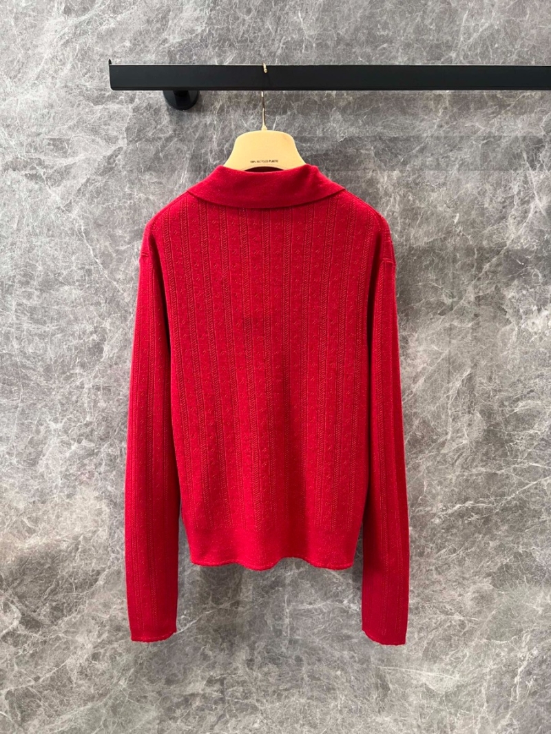 Miu Miu 25SS Early Spring New Collection Stylish Letter Logo Red Knit Polo Shirt