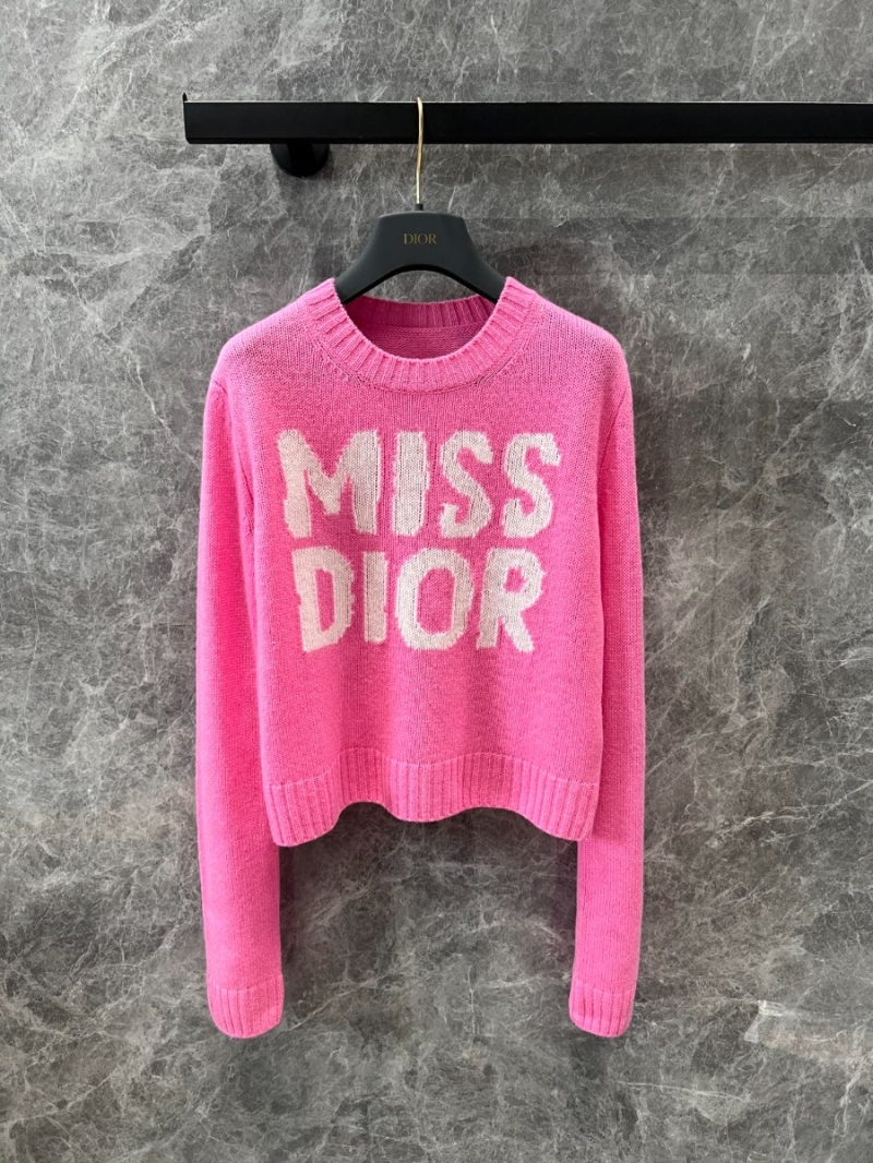 Dior 24FW Autumn/Winter Collection Wool Pullover Sweater with Letter Jacquard Rosy