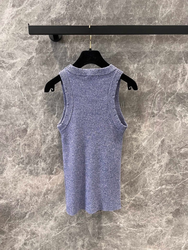 Chanel Spring/Summer 25 Playful Knitted Sleeveless Top. Blue