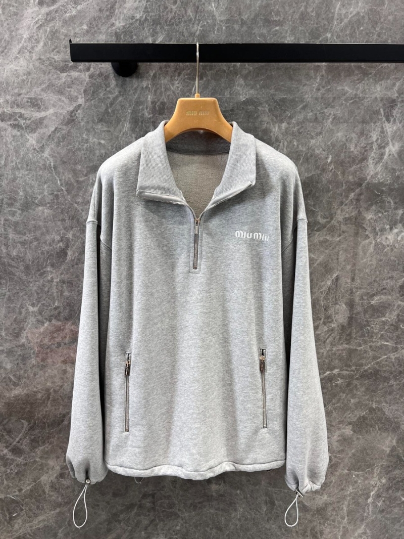 Miu Miu 24SS Early Spring Collection Classic Zipper Stand Collar Sweatshirt