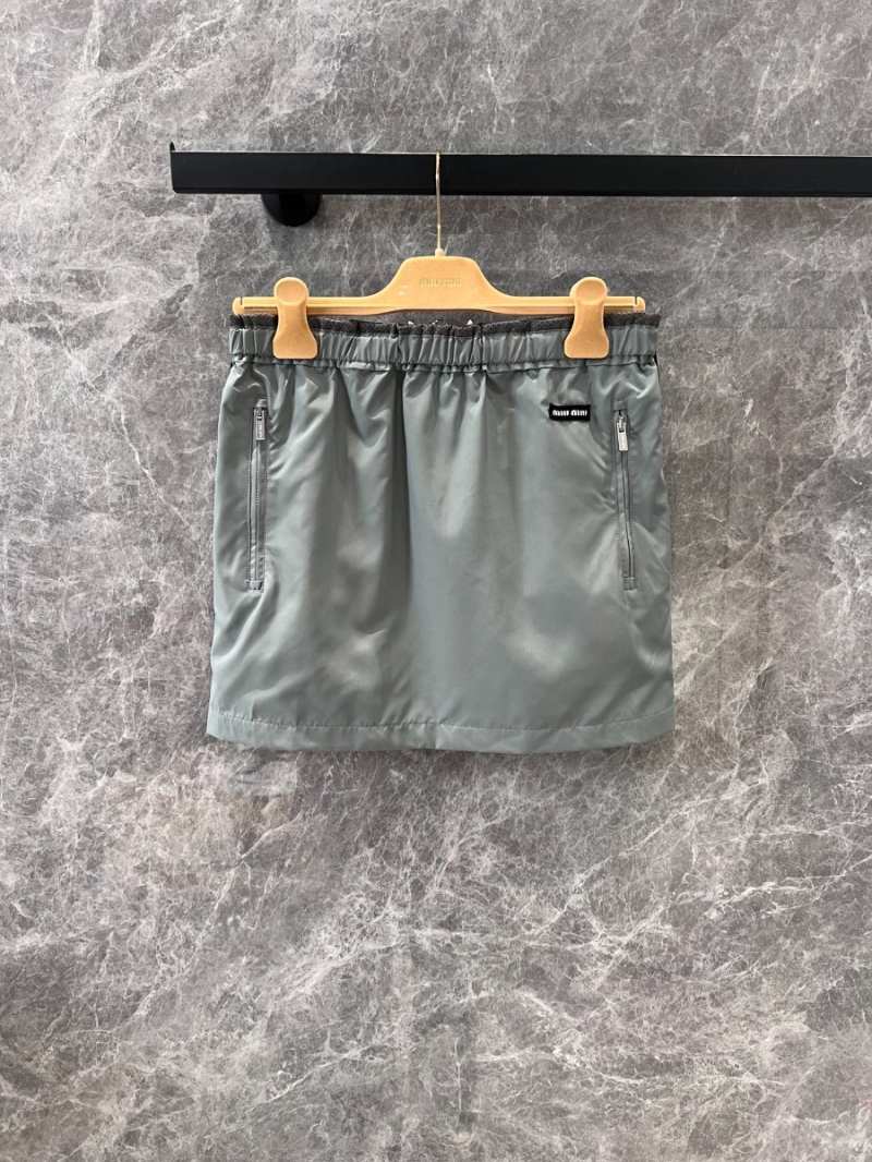Miu Miu 25SS Spring Summer Chic Logo Mini Skirt Solid Gray