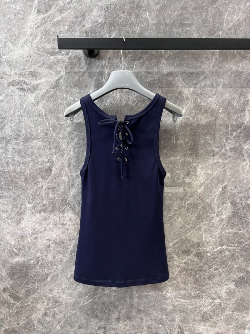 Prada 2025SS Sleek Triangle-Logo Reversible Tank Top - Navy