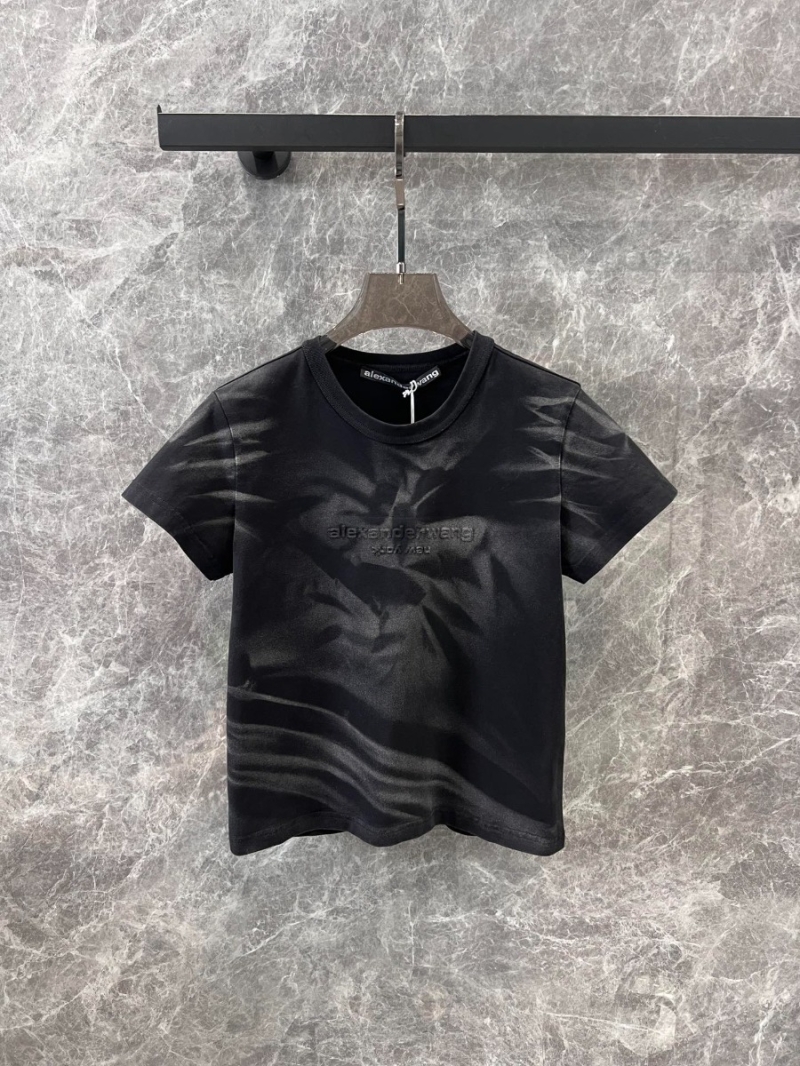 Alexander Wang 25SS Spring/Summer Distressed Tie-Dye 3D Letter T-Shirt Black