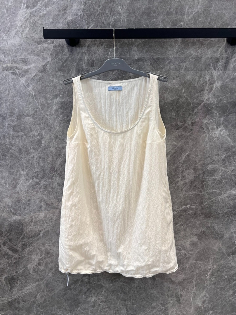 Prada 25SS Spring/Summer Effortless Utility Sleeveless Dress in Cream