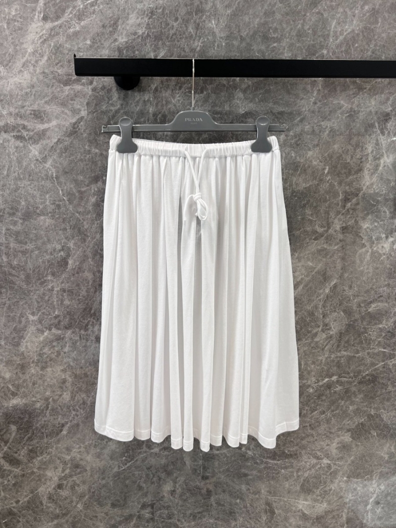 Prada 25Ss Early Spring Elegant Pleated Skirt in Cream