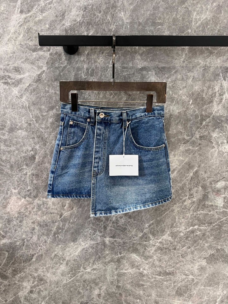Alexander Wang 25SS Spring/Summer Edgy Distressed Denim Skirt Blue
