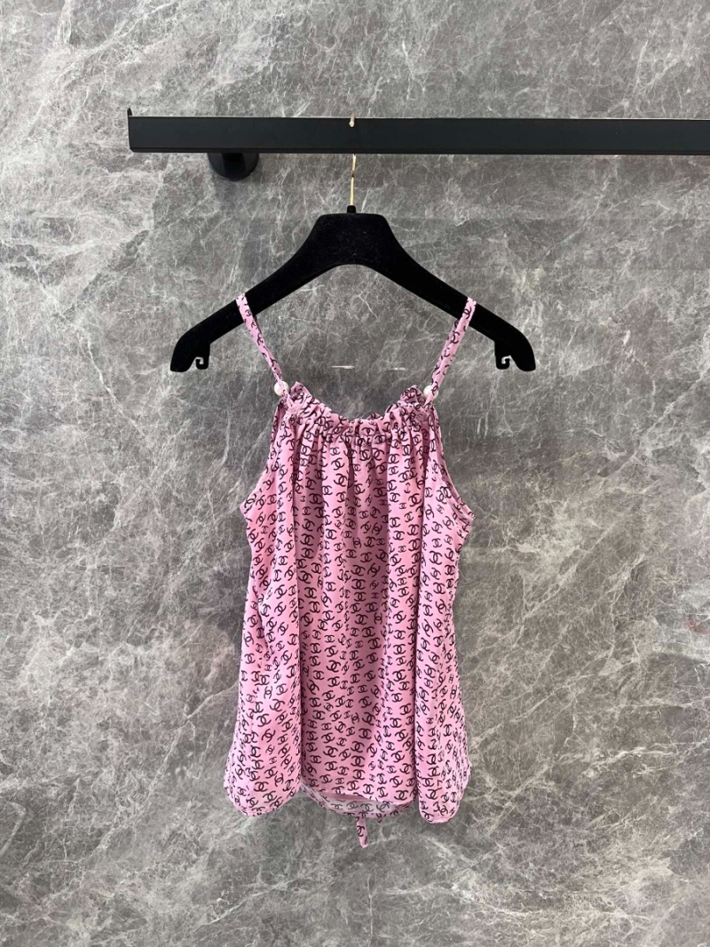 Chanel 25P Spring/Summer Elegant Logo-Printed Tank Top Pink