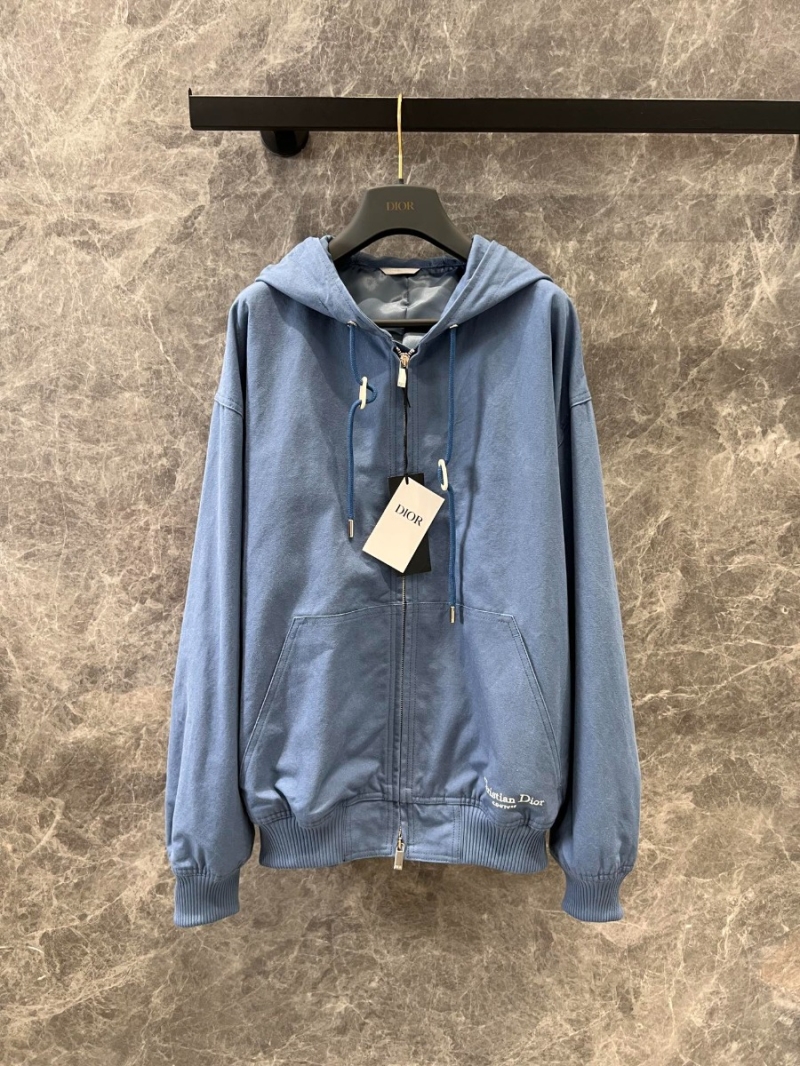 Dior 25SS Early Spring Casual Hooded Jacket Light Blue
