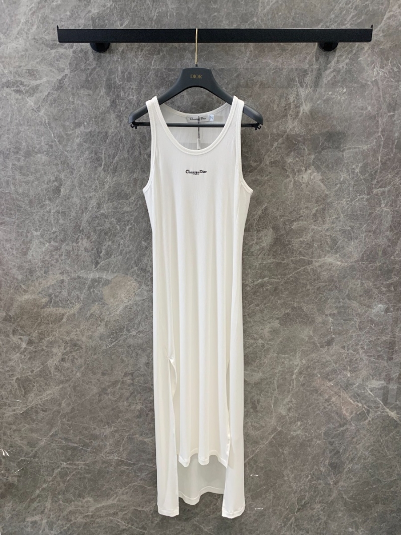 Dior 25SS Spring Summer Elegant Embroidered Midi Dress White