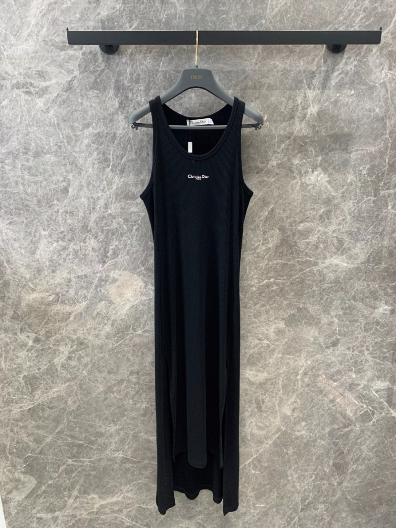 Dior 25SS Spring Summer Elegant Embroidered Midi Dress Black