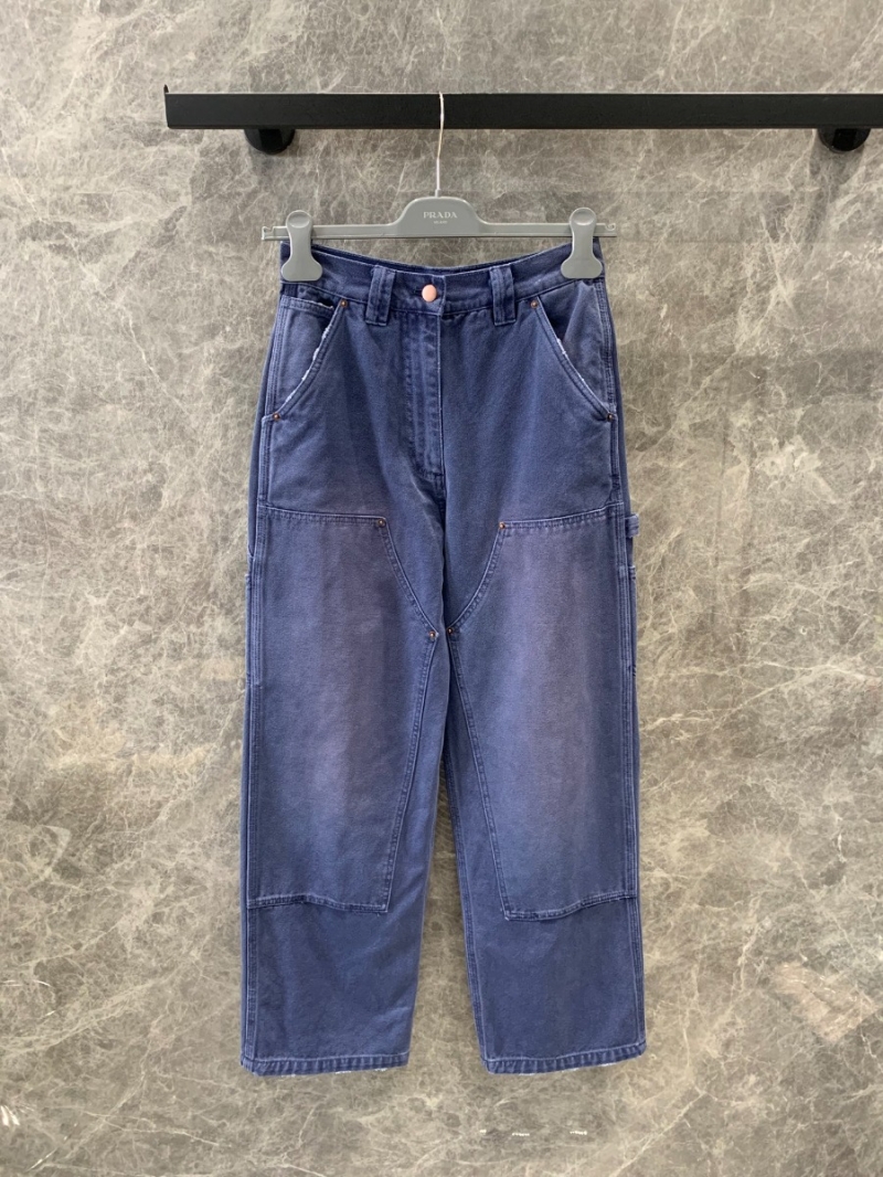 Prada 25Ss Spring/Summer Rugged Canvas Pants in Blue