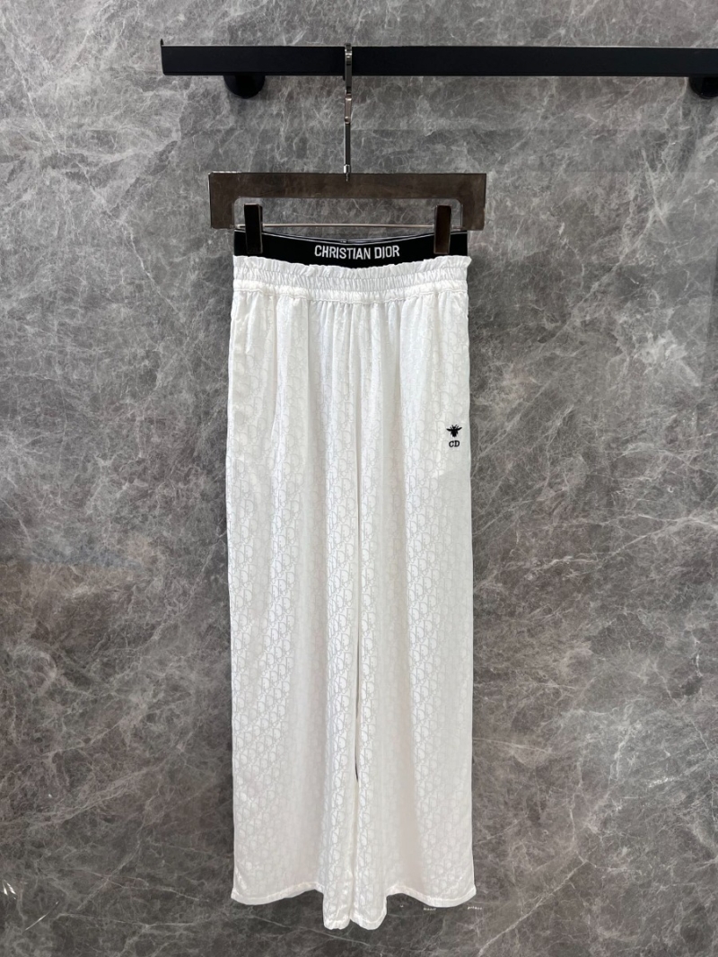 Dior 25SS Spring Summer Chic Monogrammed Casual Pants White