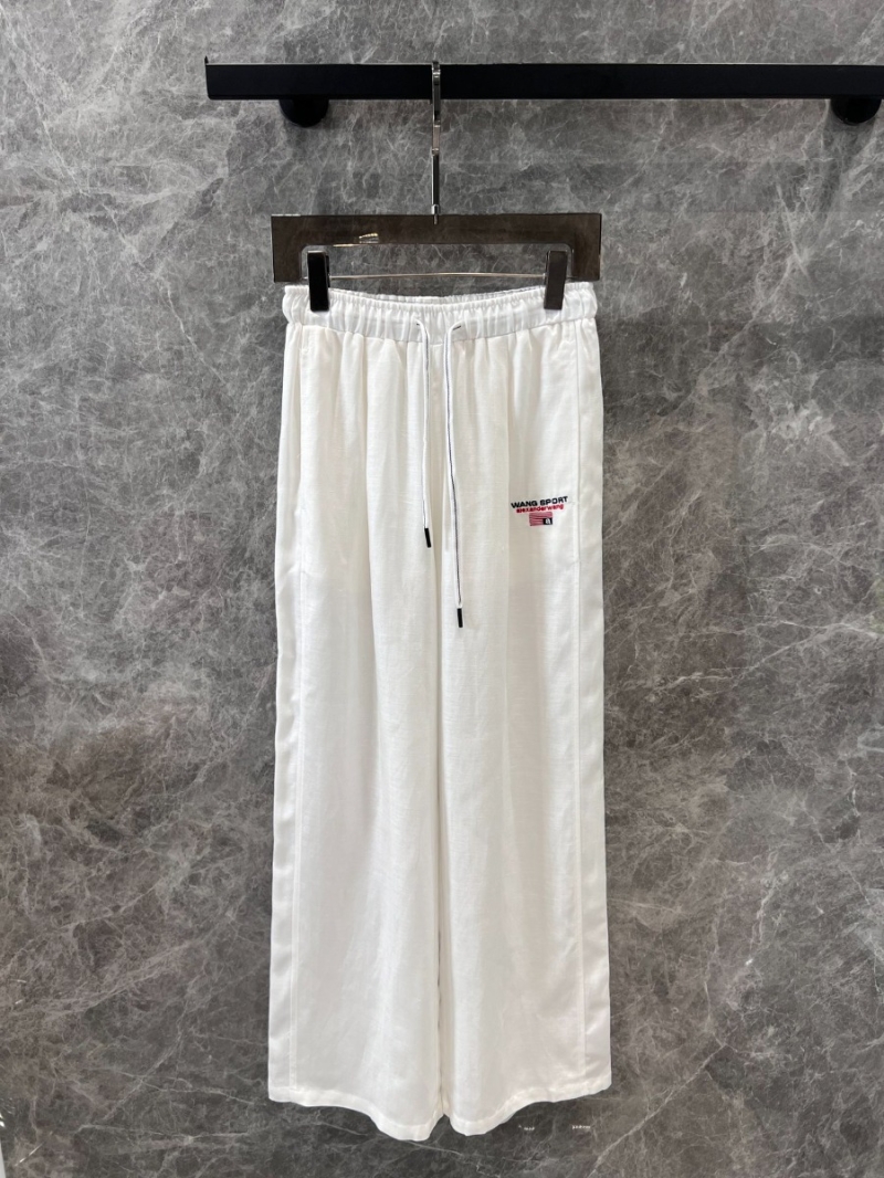 Alexander Wang 25SS Spring Summer Effortless Embroidered Wide-Leg Pants Solid. White