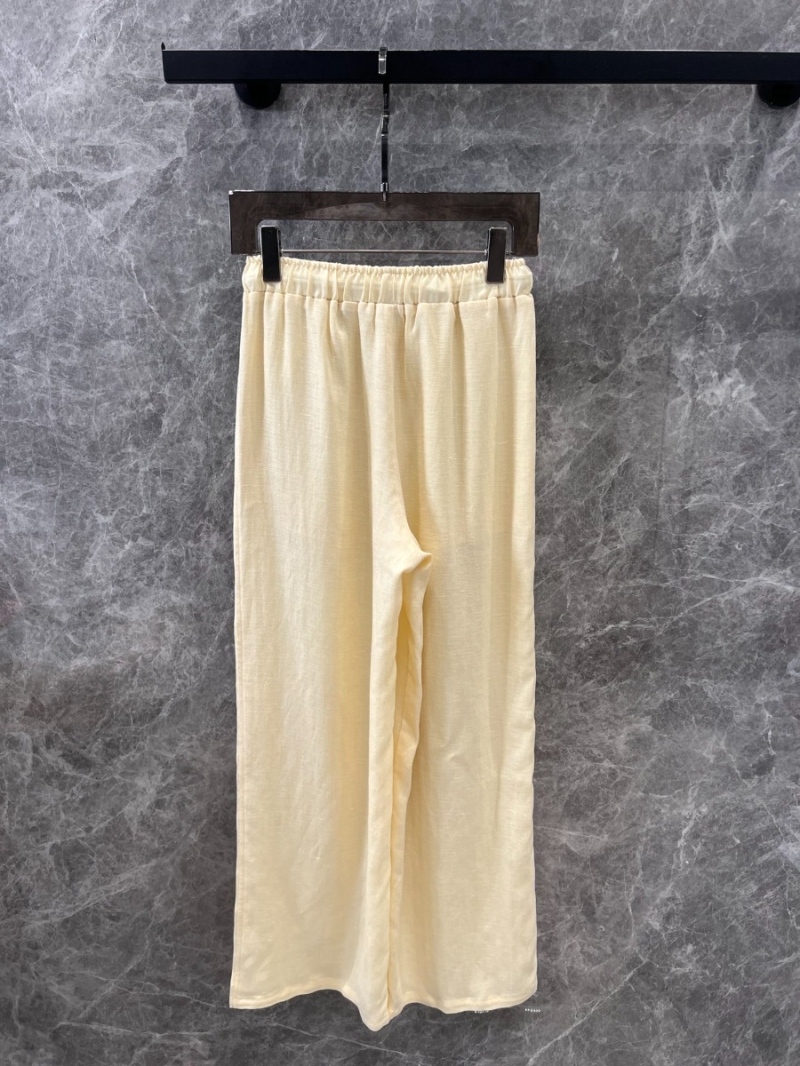Alexander Wang 25SS Spring Summer Effortless Embroidered Wide-Leg Pants Solid. Cream