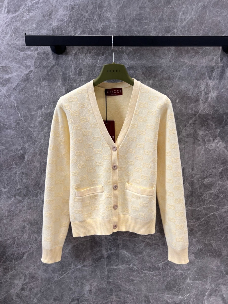 Gucci 25SS Spring/Summer Chic Logo V-Neck Cardigan Yellow