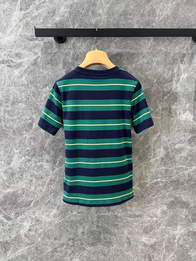 Miu Miu 25SS Spring/Summer Classic Striped T-Shirt Green and Blue Stripes