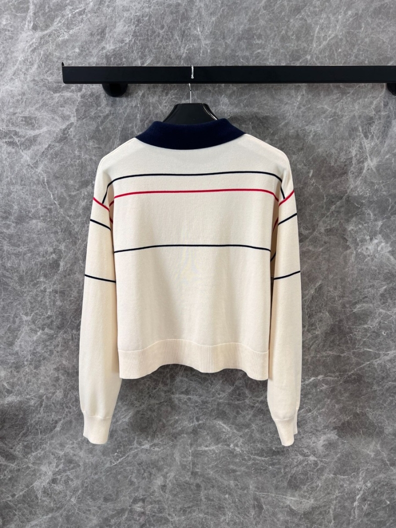 Celine 25SS Chic Embroidered Polo Sweater Cream