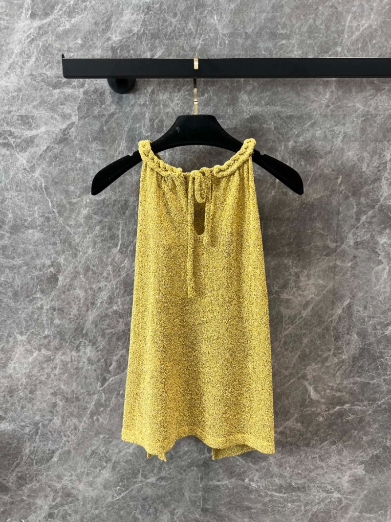 Chanel 25SS Elegant Woven Halter Tank Top Yellow
