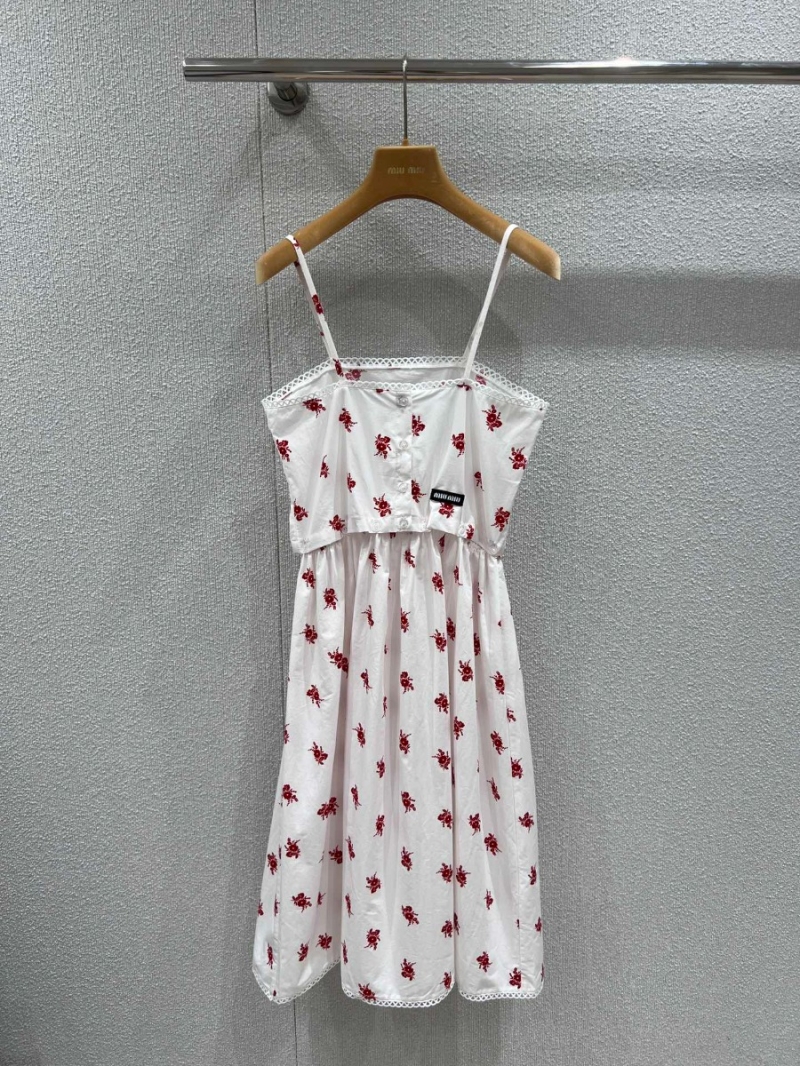 Miu Miu 25SS Sweet Floral Sundress White & Red