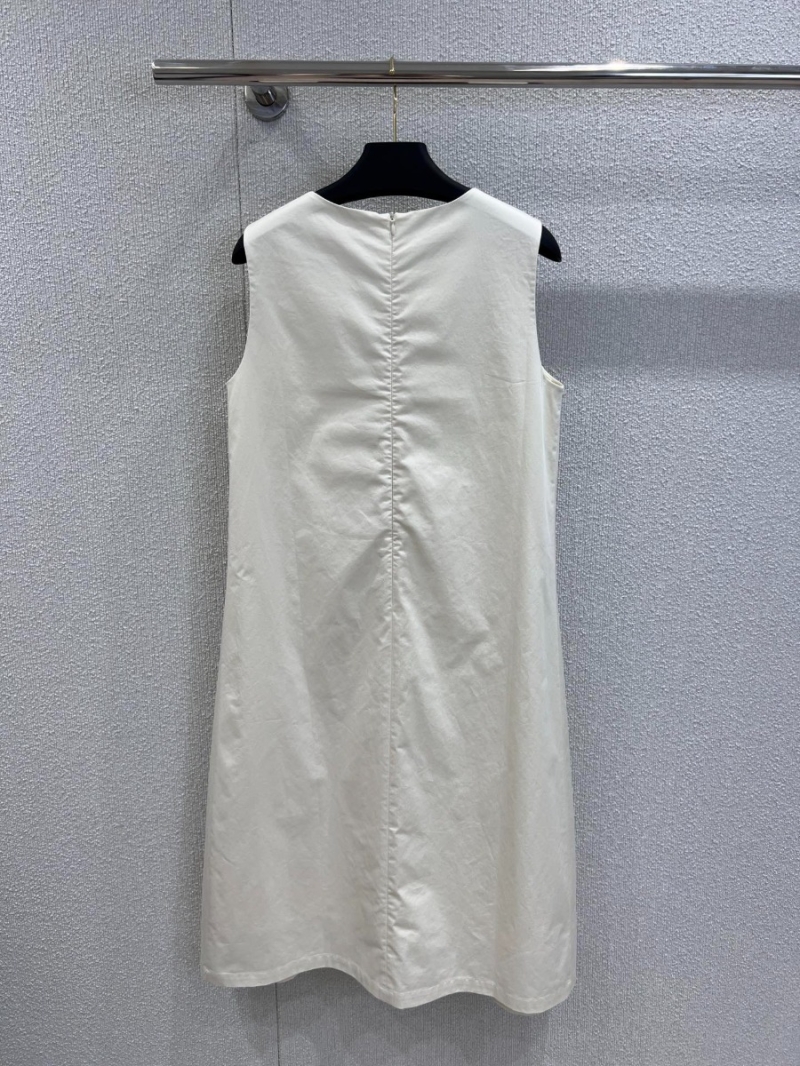 Valentino 25SS Roman Fringe Sleeveless Dress Beige