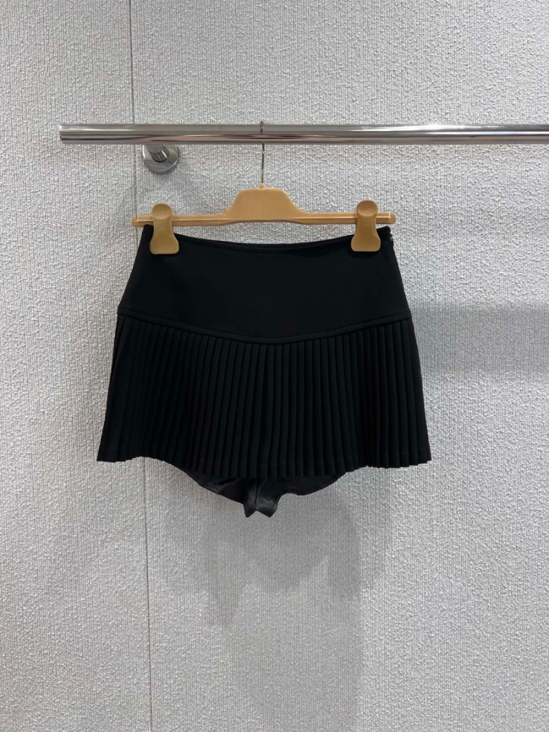 Miu Miu 25SS Elegant Rhinestone Pleated Skirt Black