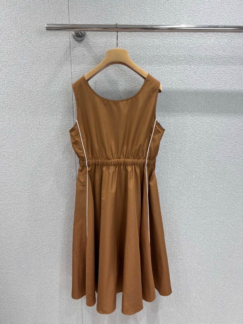 Miu Miu 25SS Stylish Logo Sleeveless Dress Brown