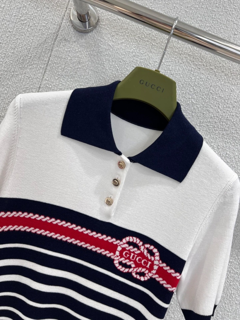 Gucci Exclusive Spring Summer Striped Polo Knit Top