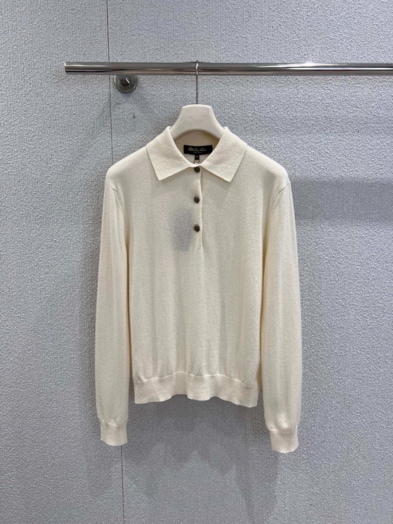 Loro Piana Polo Collar Cashmere Sweater in Cream White