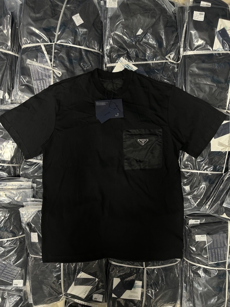 Prada Unisex Nylon Zipped Pocket Cotton T-Shirt