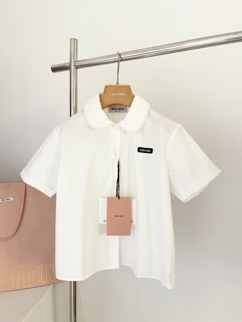 MiuMiu 25SS Collection Double-Layer Collar White Shirt