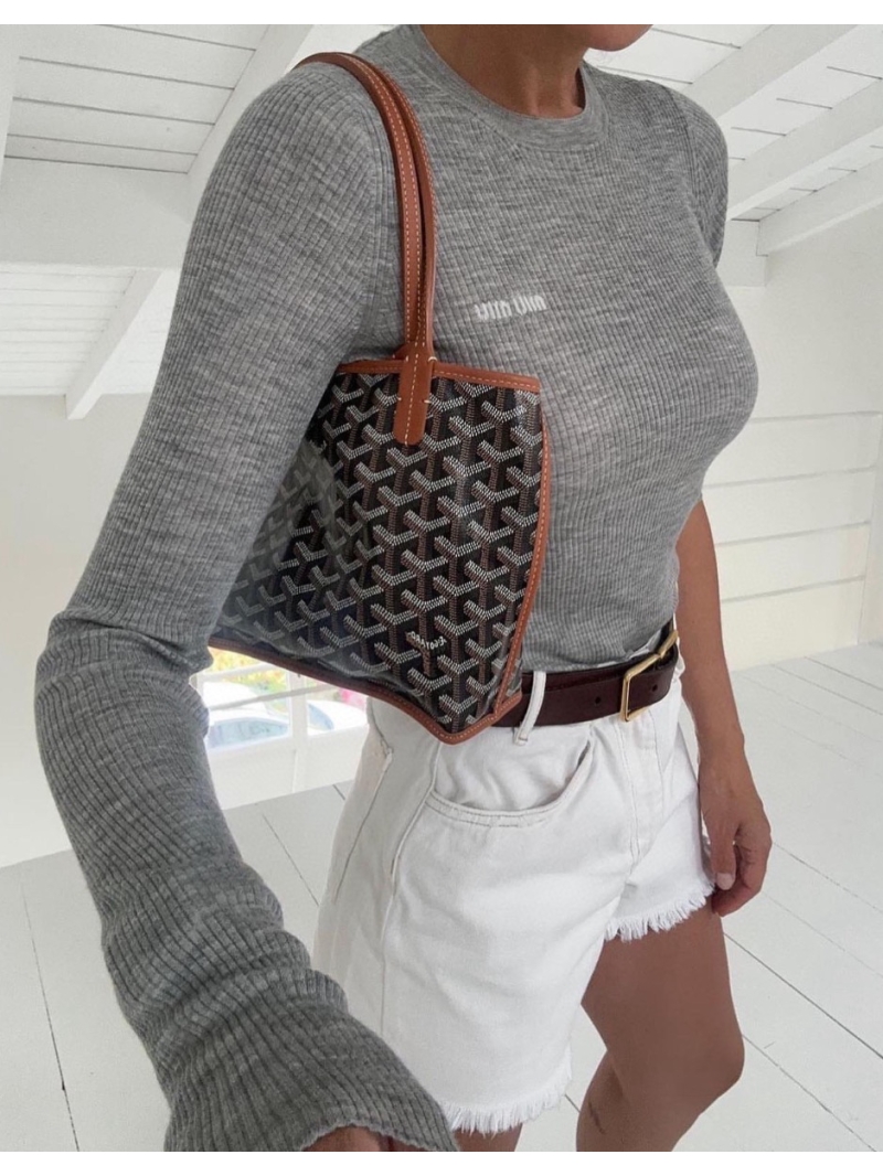 Miu Miu Slim Fit Cashmere Silk Grey Lightweight Knit Sweater