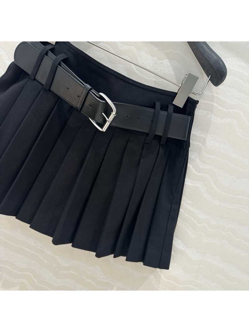 Alexander Wang Pleated Mini Skirt with Belt Black