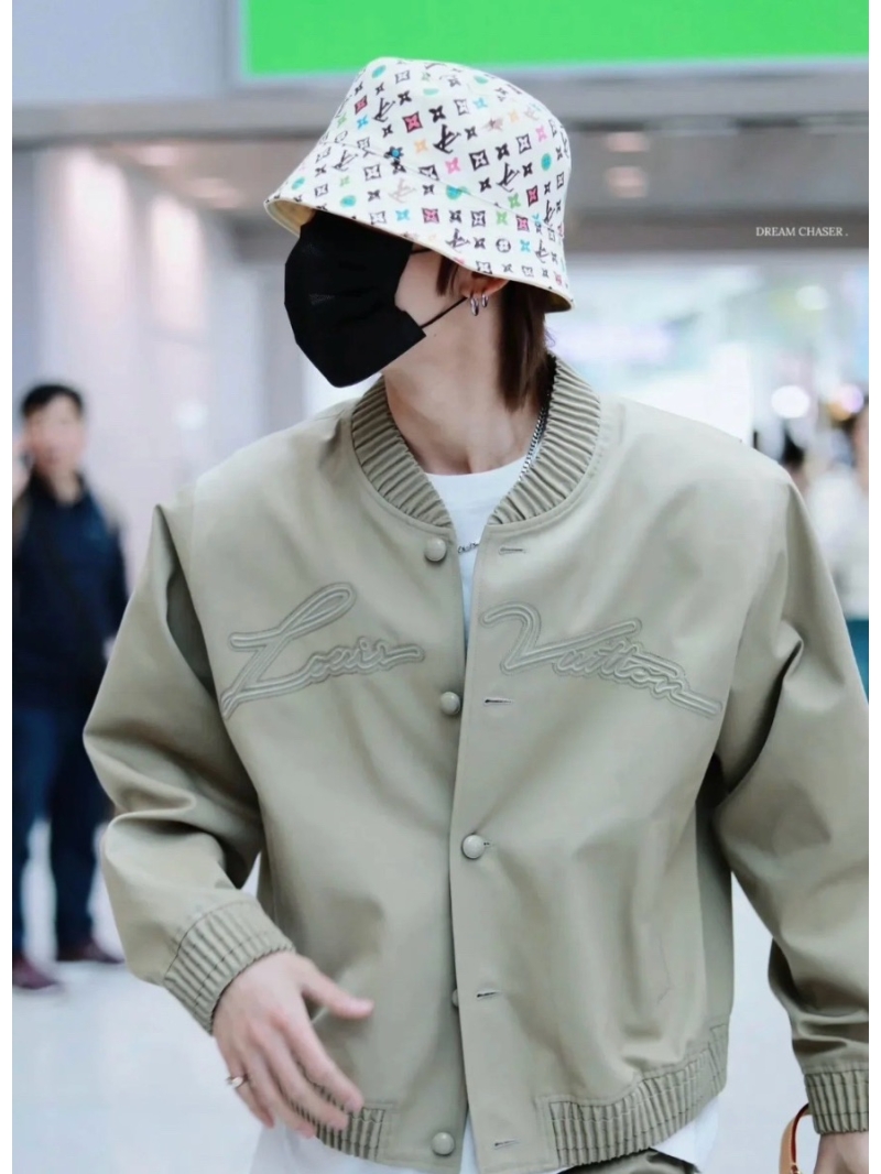 Louis Vuitton LV Mélange Logo Embroidered Flight Bomber Jacket