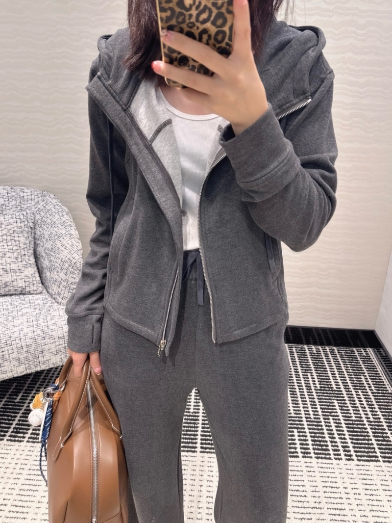 Alexander Wang Cotton-Blend Hoodie and Wide-Leg Pants Set Grey
