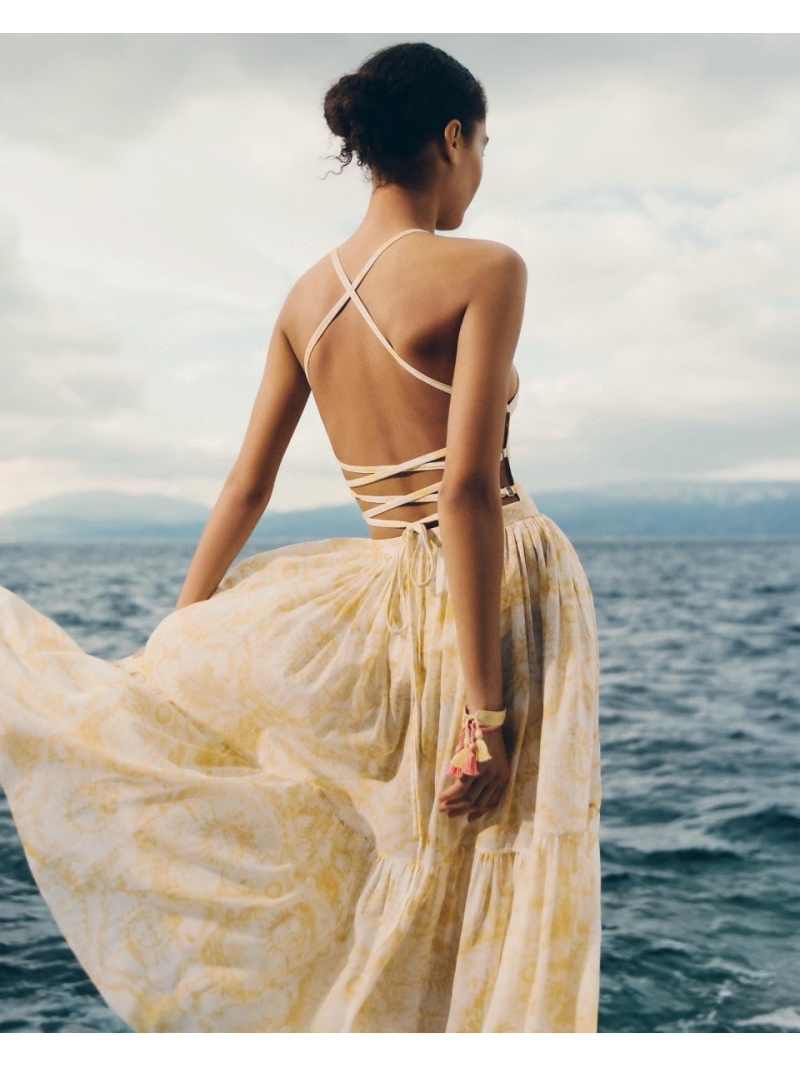 Dior Soleil Sun God High-Count Cotton Skirt Yellow